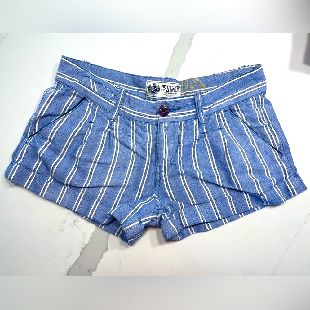 Pink Victoria’s Secret Shorts | Blue and White Stripes Size 2